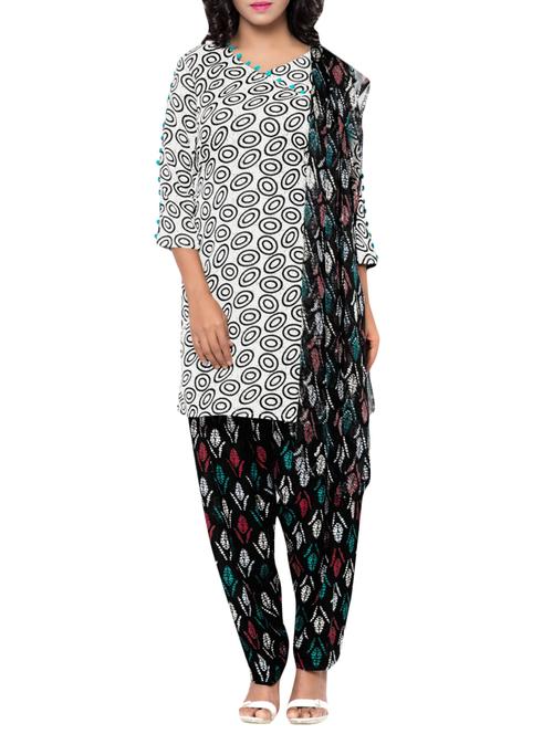white unstitched dress material - 12332418 - Very Small Image - 1