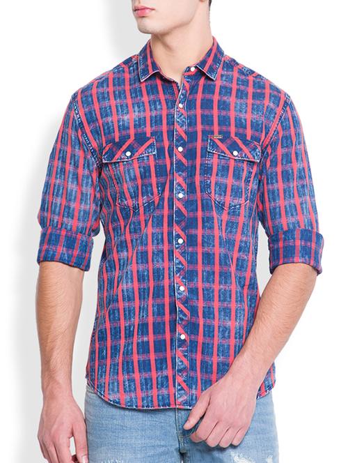 blue cotton casual shirt - 12332686 - Very Small Image - 1