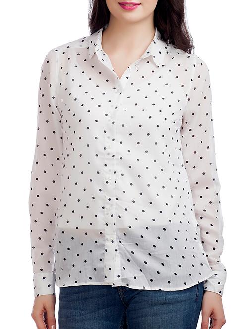 white polka dots printed polyester regular shirt - 12334292 - Very Small Image - 1