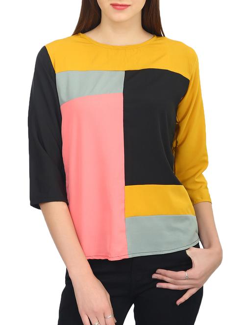 yellow crepe blouson top - 12334382 - Very Small Image - 1