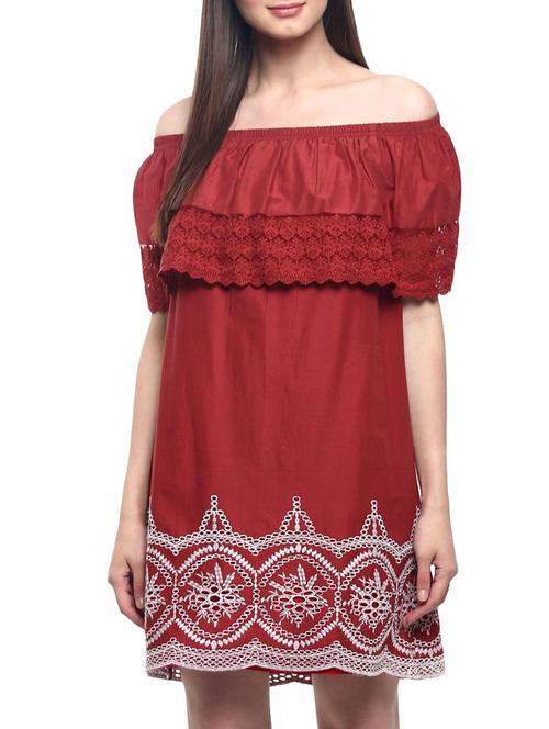red embroidered cotton dress - 12334883 - Very Small Image - 1
