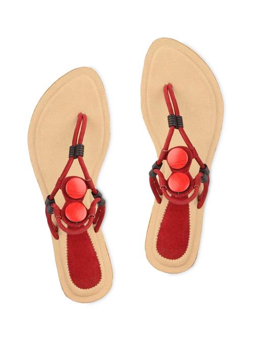 red buttoned leatherette flats - 1233600 - Very Small Image - 1