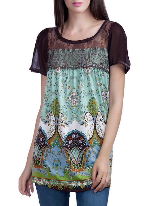 multicolored printed rayon blouson top - 12336174 - Very Small Image - 1