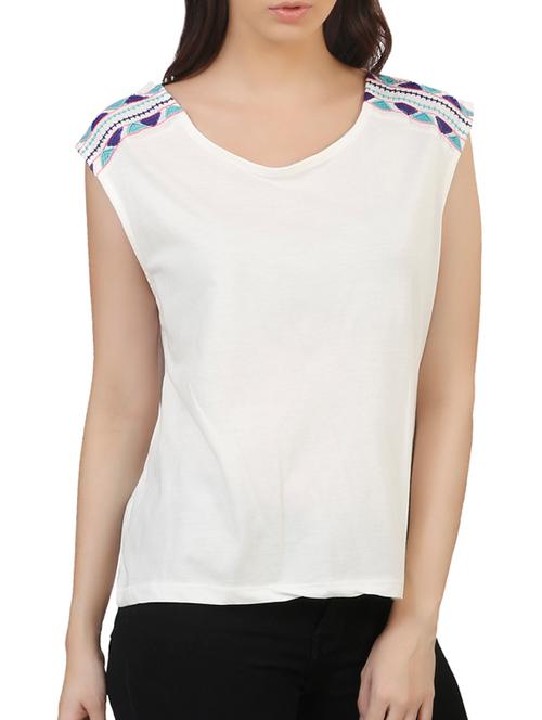 white embroidered hosery regular top - 12336200 - Very Small Image - 1