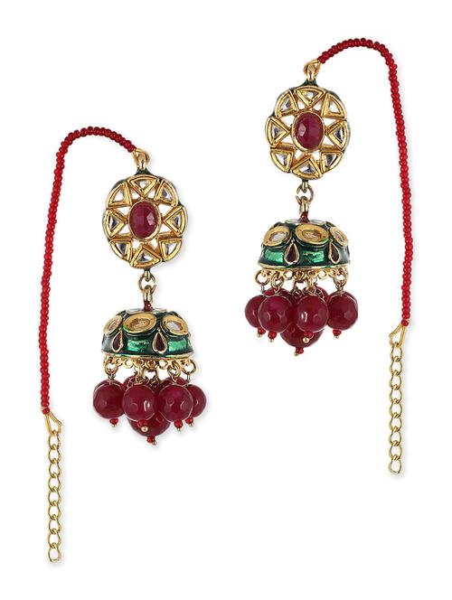 white brass jhumka earrings - 12338685 - Very Small Image - 1