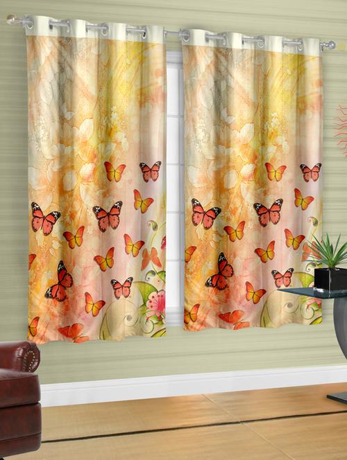 set of 2 butterfly with sun light printed kids window curtains - 12339180 - Very Small Image - 1