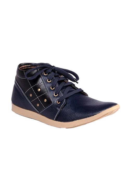 navy synthetic lace up sneakers - 12339375 - Very Small Image - 1