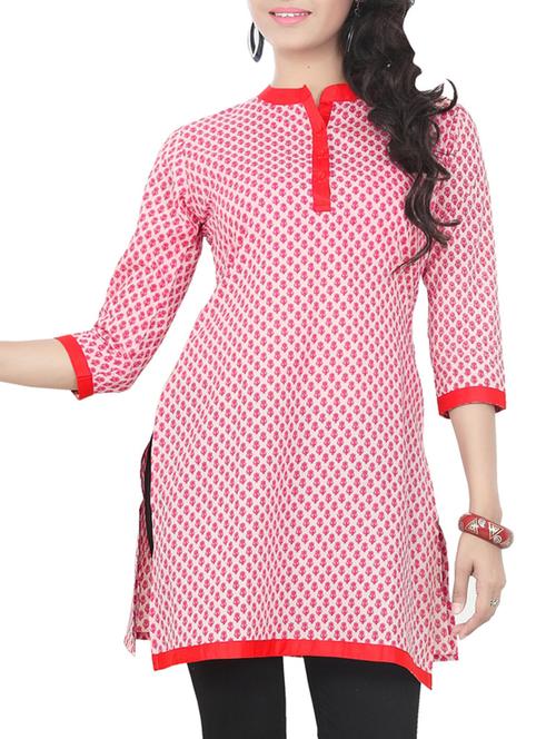 red cotton kurti - 12340867 - Very Small Image - 1