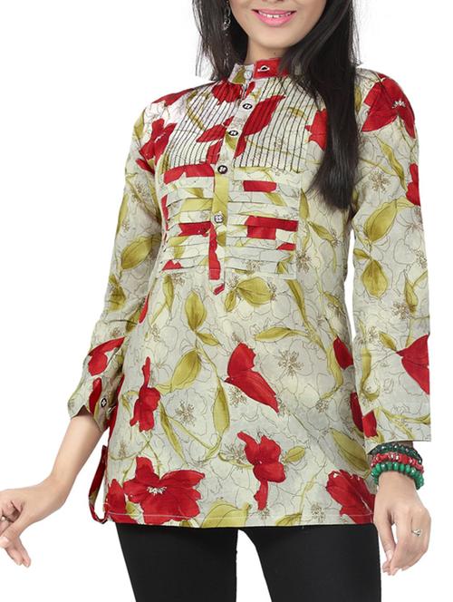 red cotton kurti - 12340868 - Very Small Image - 1