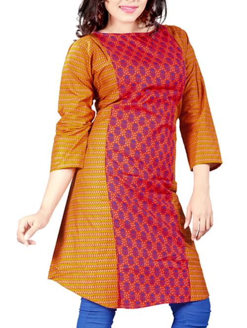 red cotton kurti - 12340878 - Very Small Image - 1