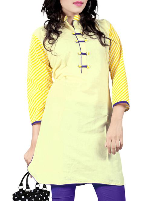 yellow cotton kurti - 12340939 - Very Small Image - 1