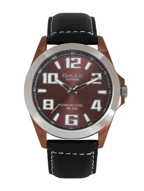 omax brown dial men's watch - ss145 - 12341402 - Very Small Image - 1
