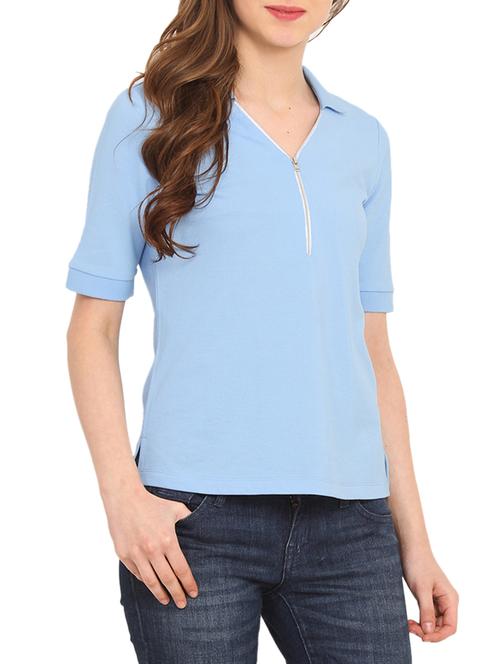 light blue cotton regular tee - 12342649 - Very Small Image - 1