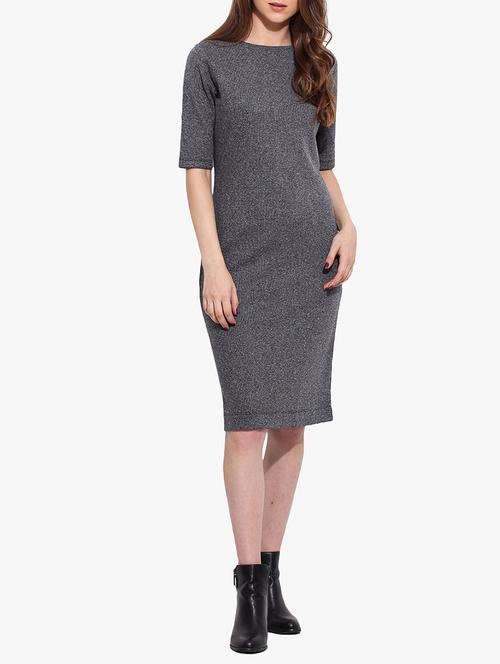 solid dark grey cotton sheath dress - 12342800 - Very Small Image - 1