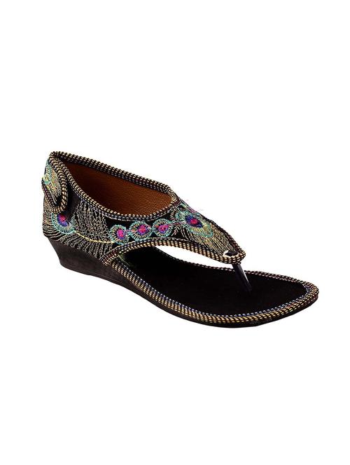 black fabric slip on kolhapuris - 12346563 - Very Small Image - 1