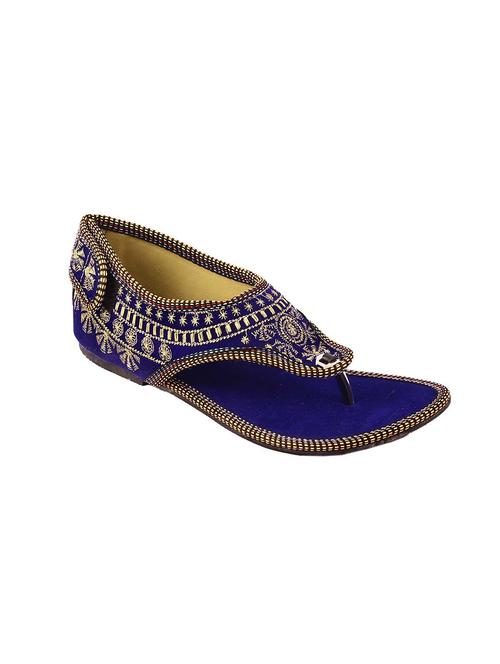 blue fabric slip on kolhapuris - 12346564 - Very Small Image - 1