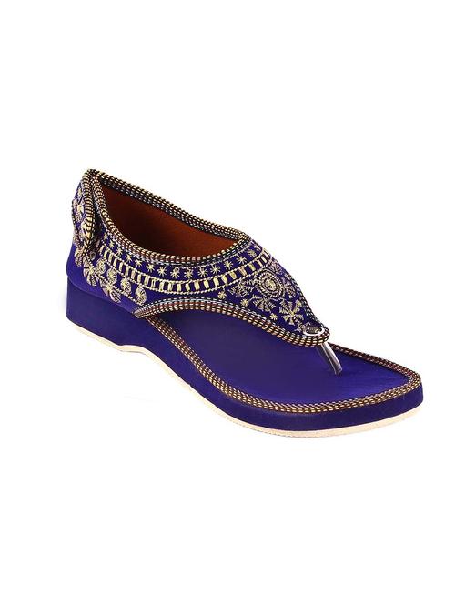 blue fabric slip on kolhapuris - 12346575 - Very Small Image - 1