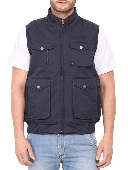 navy blue nylon casual jacket - 12348774 - Very Small Image - 1