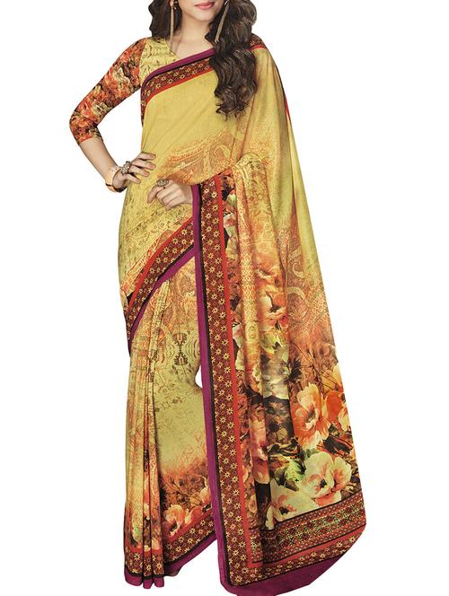yellow silk saree - 12351364 - Very Small Image - 1