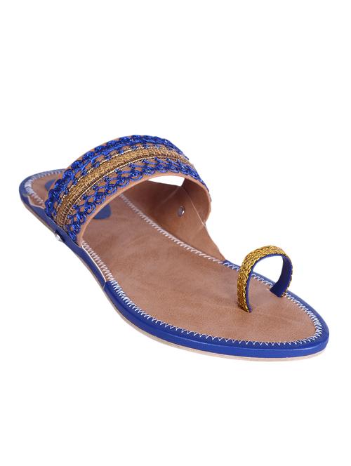 blue pu one toe kolhapuris - 12353193 - Very Small Image - 1