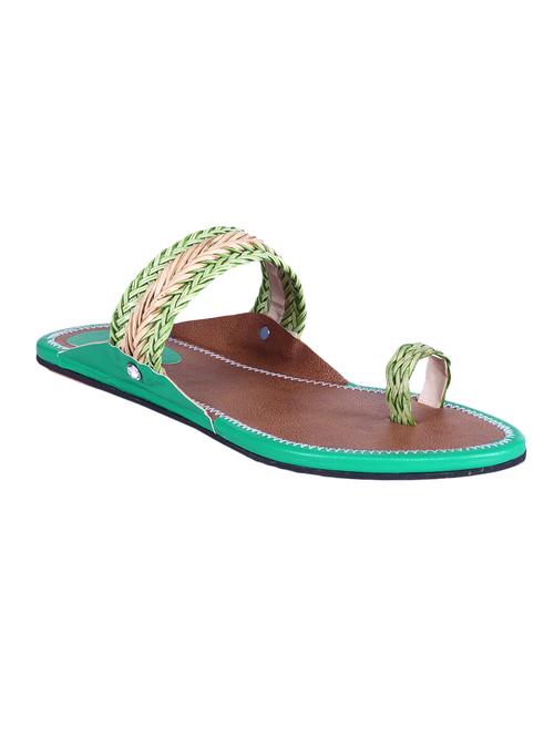 green leatherette kolhapuri - 12353197 - Very Small Image - 1