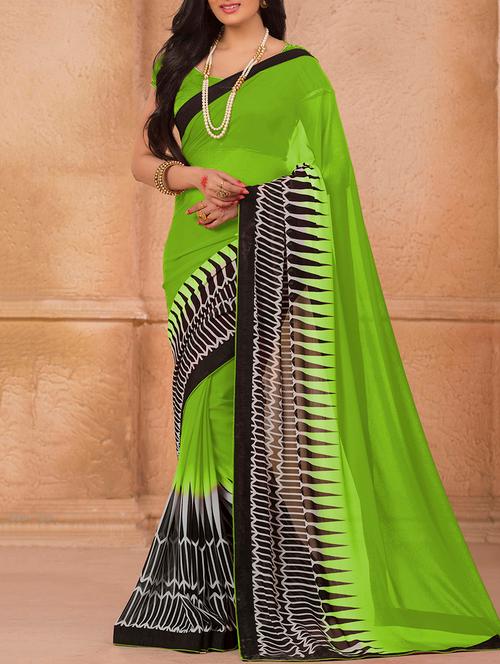 green georgette saree - 12353547 - Very Small Image - 1