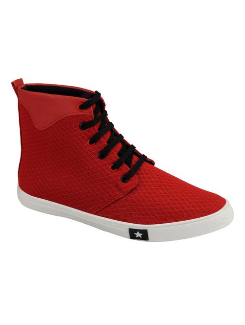 red synthetic lace up sneakers - 12353933 - Very Small Image - 1