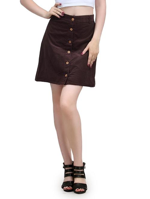 brown cotton aline skirts - 12355854 - Very Small Image - 1