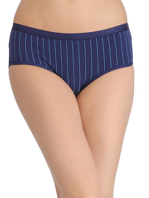 navy blue striped cotton hipster panty - 12358142 - Very Small Image - 1