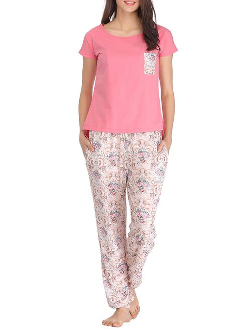pink cotton printed pajama - 12358163 - Very Small Image - 1