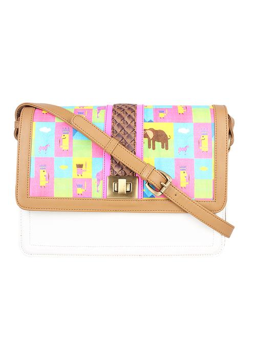 multi printed leatherette sling bag - 12359477 - Very Small Image - 1