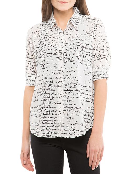 white printed polyester regular shirt - 12360347 - Very Small Image - 1