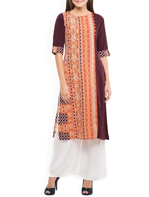orange long kurta - 12360471 - Very Small Image - 1