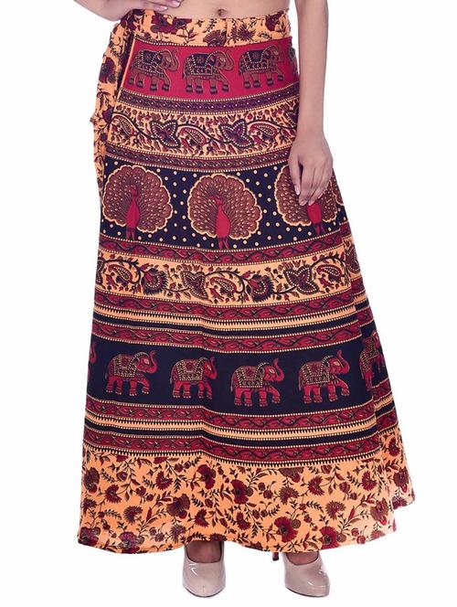 brown cotton wrap skirts - 12362736 - Very Small Image - 1