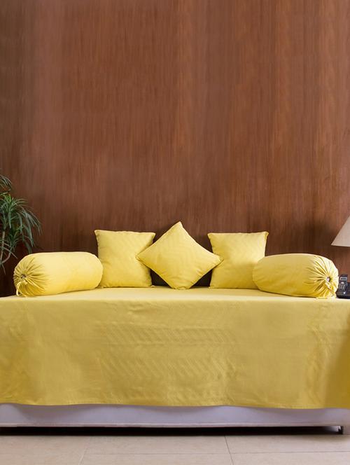 house this valley of flowers-flora 100% cotton 1 bedcover & 2 bolster covers & 3 cushion covers - yellow - 12364562 - Very Small Image - 1