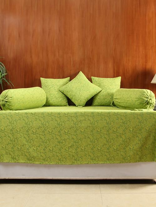 house this the blooming garden 100% cotton 1 bedcover & 2 bolster covers & 3 cushion covers - green - 12364576 - Very Small Image - 1