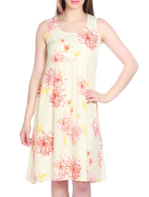 yellow crepe fit & flare dress - 12364933 - Very Small Image - 1