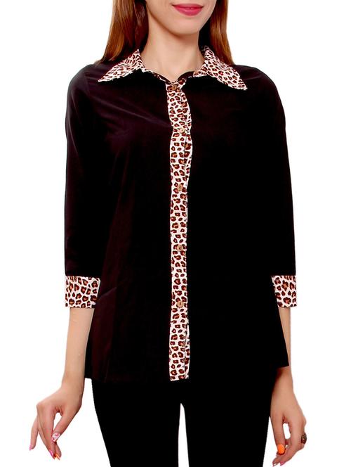 black viscose regular shirt - 12365078 - Very Small Image - 1