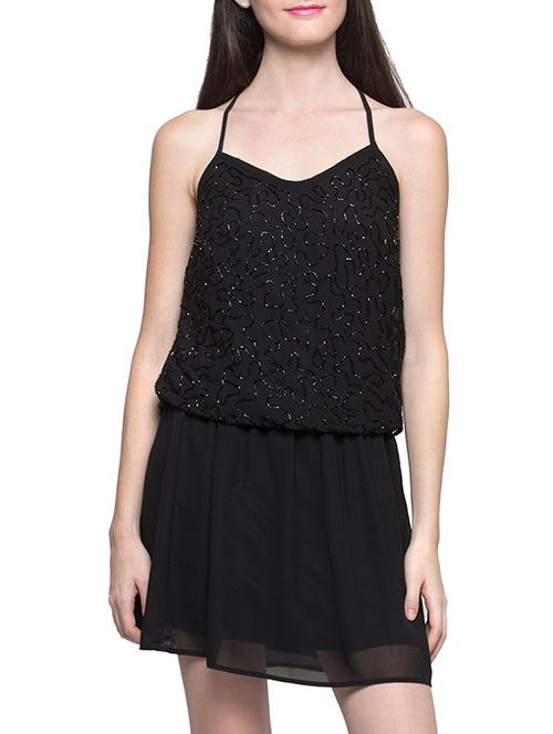 solid black blouson dress - 12365532 - Very Small Image - 1