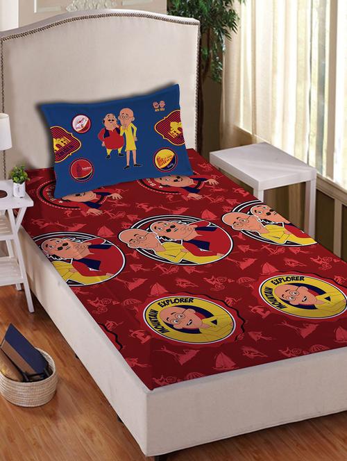 motu patlu cotton single bed sheet set - 12369947 - Very Small Image - 1