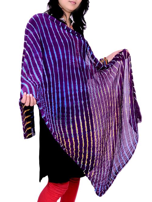 purple poly chiffon leheriya dupatta - 12374254 - Very Small Image - 1