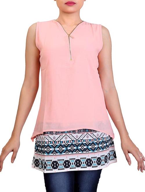 pink georgette straight top - 12374264 - Very Small Image - 1