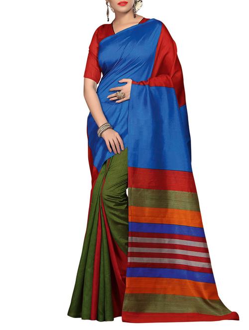 multi colored cotton silk block printed saree with blouse - 12374493 - Very Small Image - 1