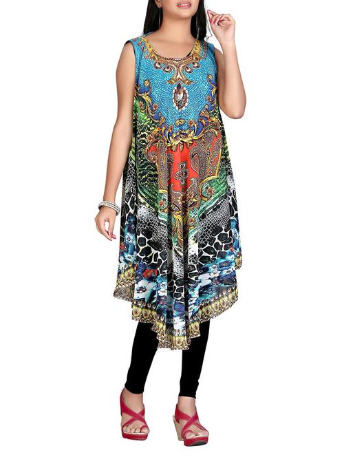 multicolored georgette asymmetric kurta - 12375740 - Very Small Image - 1