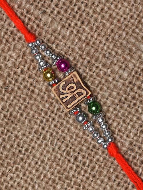 orange thread embellished rakhi - 1237663 - Very Small Image - 1