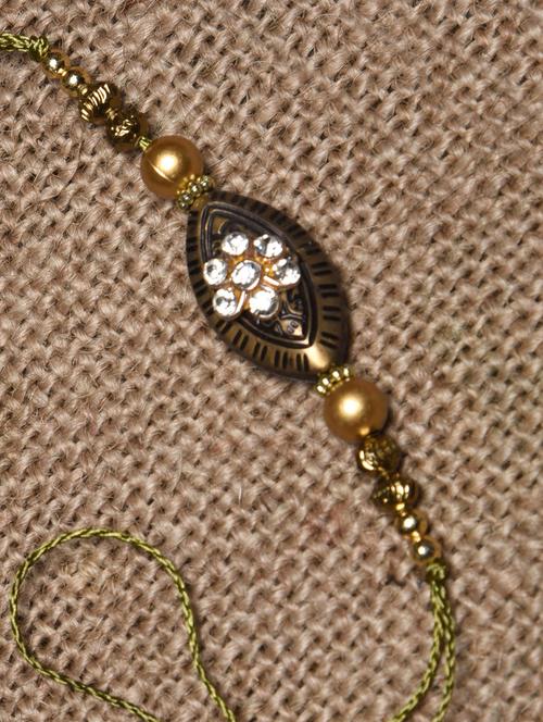 olive embellished thread rakhi - 1237679 - Very Small Image - 1