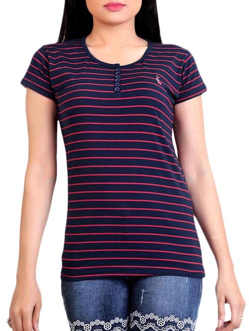 navy blue viscose regular top - 12376923 - Very Small Image - 1