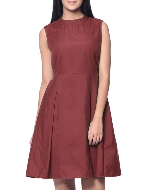 solid brown skater dress - 12379769 - Very Small Image - 1
