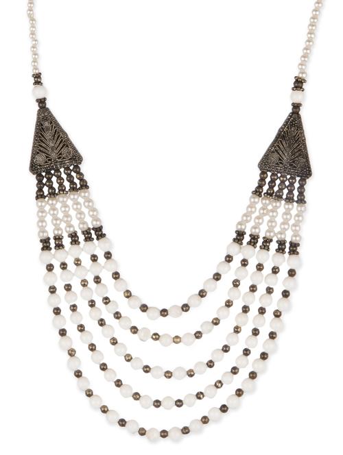 White beads embellished pearl necklace - 12380150 - Very Small Image - 1