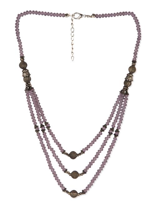 Purple beads embellished layered necklace - 12380166 - Very Small Image - 1